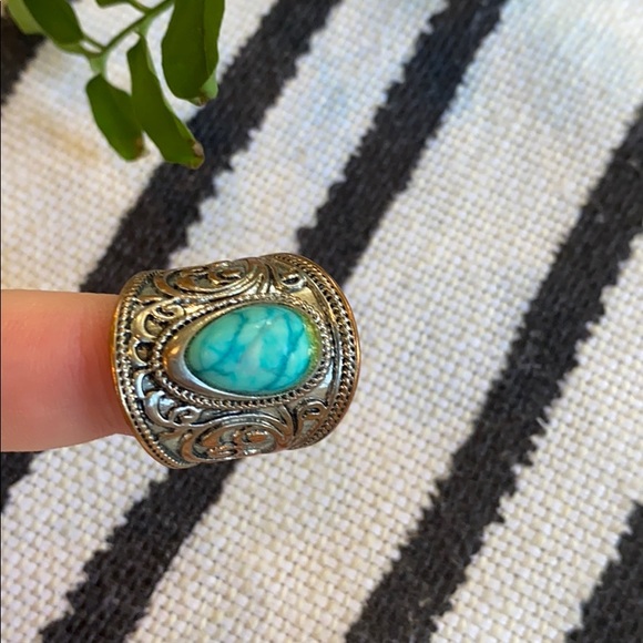 Silver and turquoise boho ring - Picture 5 of 5